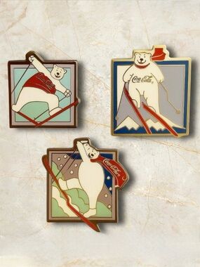 Olympic Coca Cola Bear Pins 
1994 Vintage Lillehammer Winter Olympics